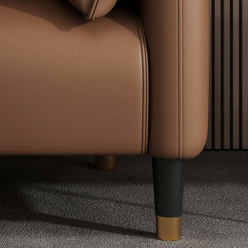 Drawing Room Sofa in Pu Leather with Cerulean/Mocha/Off-White Armrest