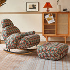 Rocking Chair Couch with Round Arm, Ottoman, Rear Back, Stationary
