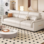Trendy Solid Color Stain Resistant Standard Sofa/Loveseat/Single Sofa in Beige with Arm, Seats 2 People/5 Person/Seats 3, and 2 Pillows