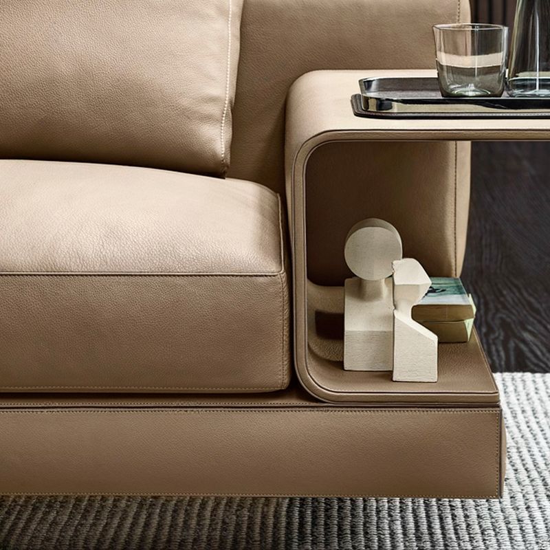 Contemporary Modern Solid Color Water Resistant Standard Sofa in Sepia for 5/4-seater with 5 Pillows/3 Pillows