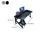Minimalist Curved Desk with Rust Resistant Trestle Base, Independent Structure, Wire Management, and Engineered Wood Top