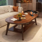 Oval Laminate Board Game Coffee Table with Stockroom and 1 Shelf