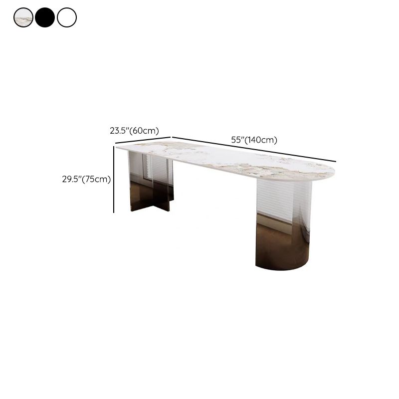 Casual Writing Desk with Easy Assembly, Heat Resistant Double Pedestal Base, Ink/Chalk Stone/Slate Top