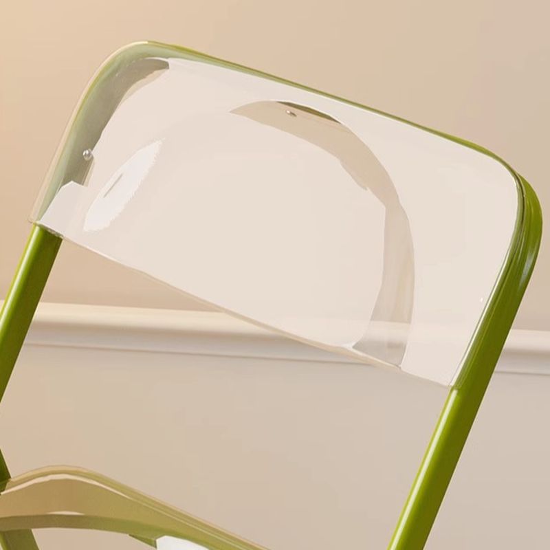 Solid Color Foldable Metal Side Chair with Exposed Back for Tile Flooring - 1 Chair