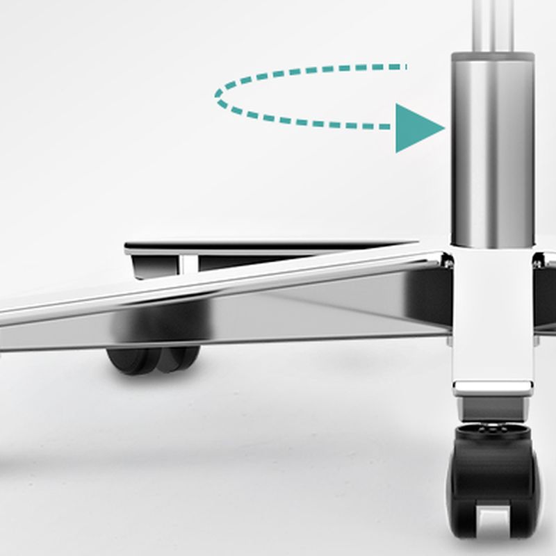 Simple Multi-levelled Single Color Steel Frame Chair in Silver with Lumbar Support, Tilt Available, and Glide Movement