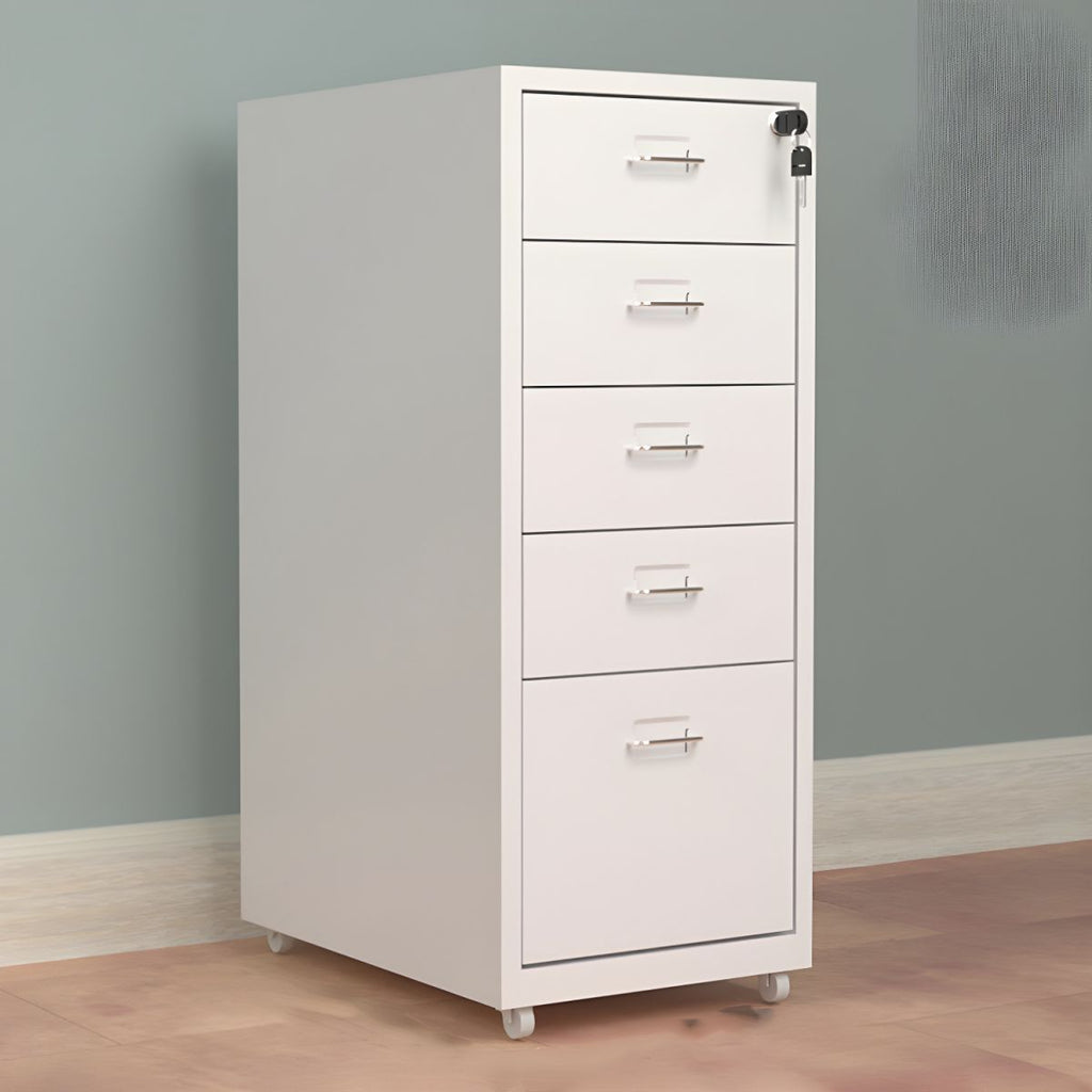 Contemporary File Cabinet Metal Frame Key Lock Lateral File Cabinet