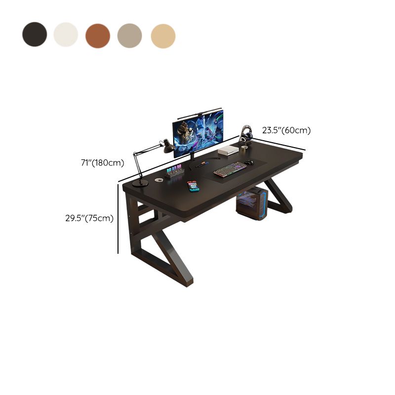 Black/Chalk Rectangular Metal Table with Cable Management and Rust Resistant Twin Support Base Featuring Rounded Corners
