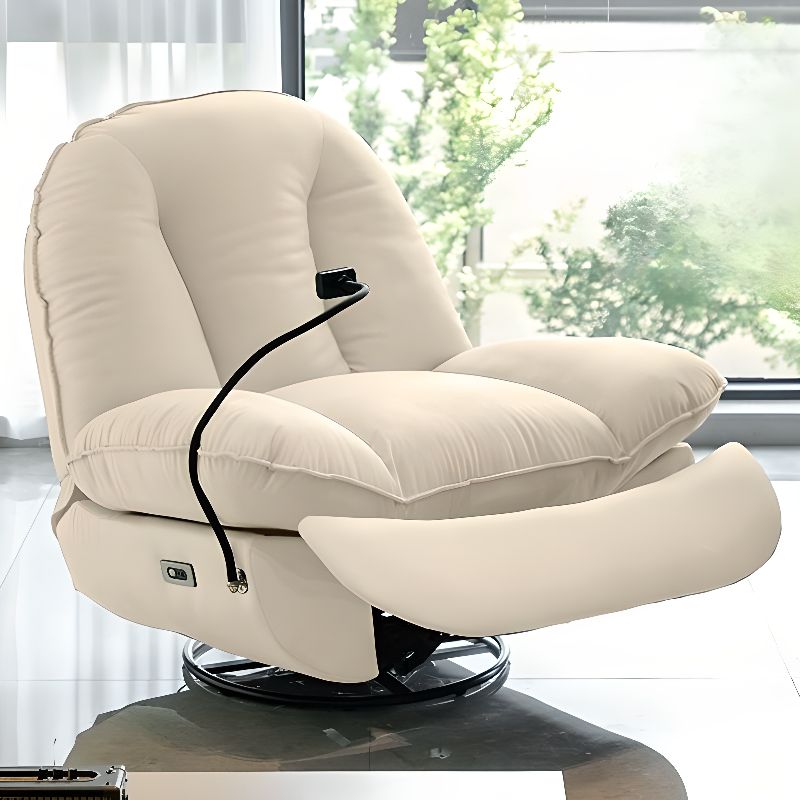 Plug-In Green/Orange/White Manual Recliner with Usb Port and Arm Compartment