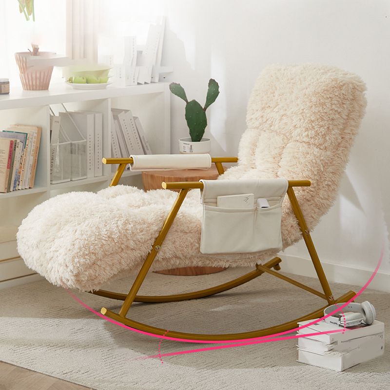 Stationary Cotton Rocking Seat in White with Back