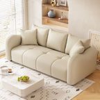 Modern Solid Color Scratch-defiant Sofa Couch in Pu with Grey/Coffee/Ivory Upholstery, 4-seater/3-seater, and 2 Pillows