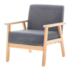 Modern Wood Frame Cotton and Linen Sofa with Foam Seat in Natural Wood Legs and Tight Back Design