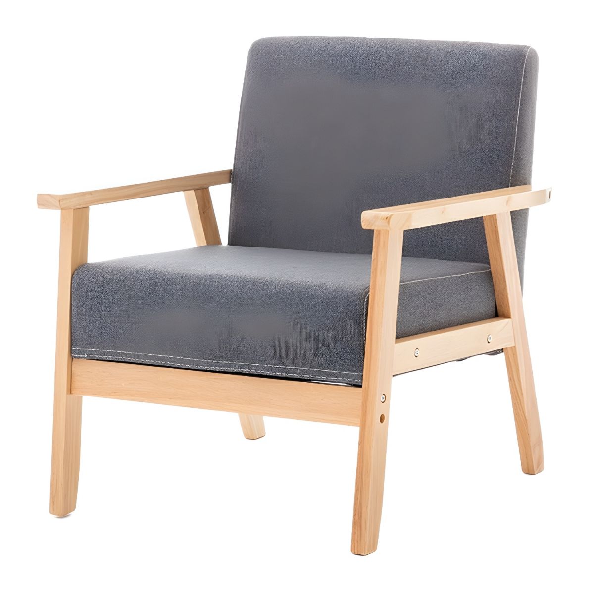 Modern Wood Frame Cotton and Linen Sofa with Foam Seat in Natural Wood Legs and Tight Back Design