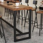 Simplistic Pub Table with Natural Wood Top and Trestle Base in Auburn/Natural Finish, Rectangle Shape with Foot Pedestal