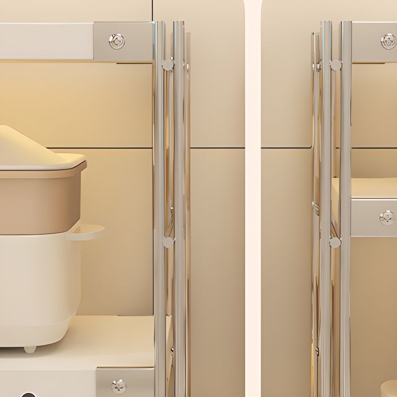 White Contemporary Standard Baker's Rack with Wire Frame and Manufactured Wood Shelves for Kitchen Appliance Storage