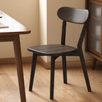 Art Deco Dinette Side Chair with Ventilated Back, Ink/Sepia/Unfinished Color Natural Wood Legs, and Foot Pads