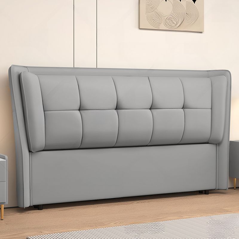 Trendy Wingback Headboard with No Distressing, Piled Tufted Rectangle for Queen/Full Bed, Sponge Upholstery Fill, Standard Height