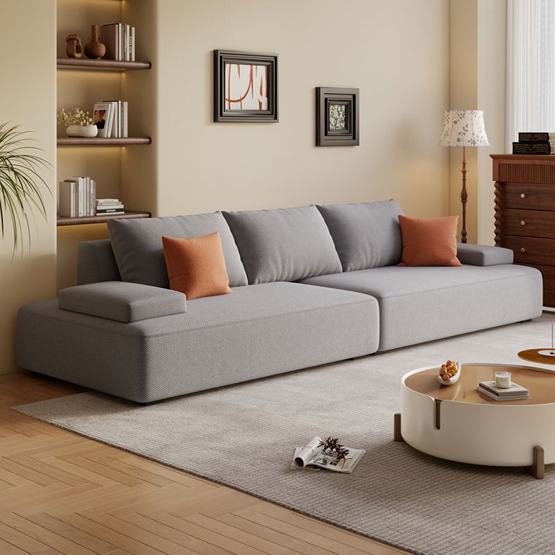 Modish Solid Color Stain Resistant Standard Sofa in Black/Light Gray/Beige for 6-Seater with 2 Pillows