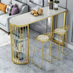 Glam 2-Person Bar Set with Upholstered Gold Chairs, Backrest, and Footrest