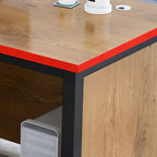 Trendy Rectangular Laminate Light Brown Office Computer Desk with Organized Wiring System and CPU Stand