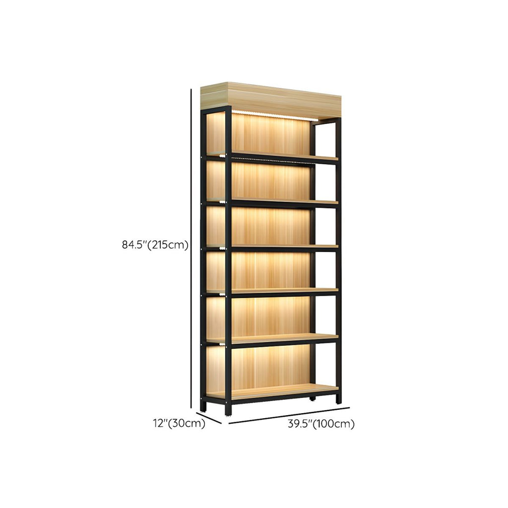 Modern Living Room Display Stand Wooden Multi-shelf in Natural