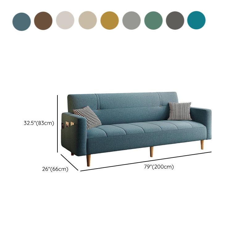 Standard Sofa/Loveseat in Cotton Linen with Light Gray/Cerulean/Olive Green Upholstery and Arm