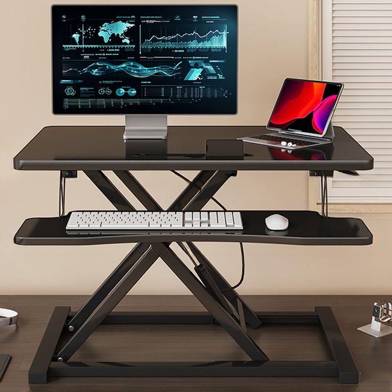 Trendy Manufactured Wood 2-Tier Notebook Holder with Pop Up Lifting Shelves