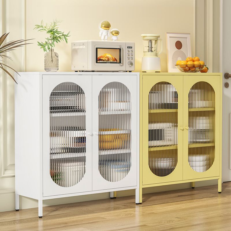 Casual Kitchen Storage with Hutch, Narrow Storage Shelf, Alloy Countertop, Adaptable Shelf, and 3/2 Doors