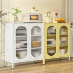 Casual Kitchen Storage with Hutch, Narrow Storage Shelf, Alloy Countertop, Adaptable Shelf, and 3/2 Doors