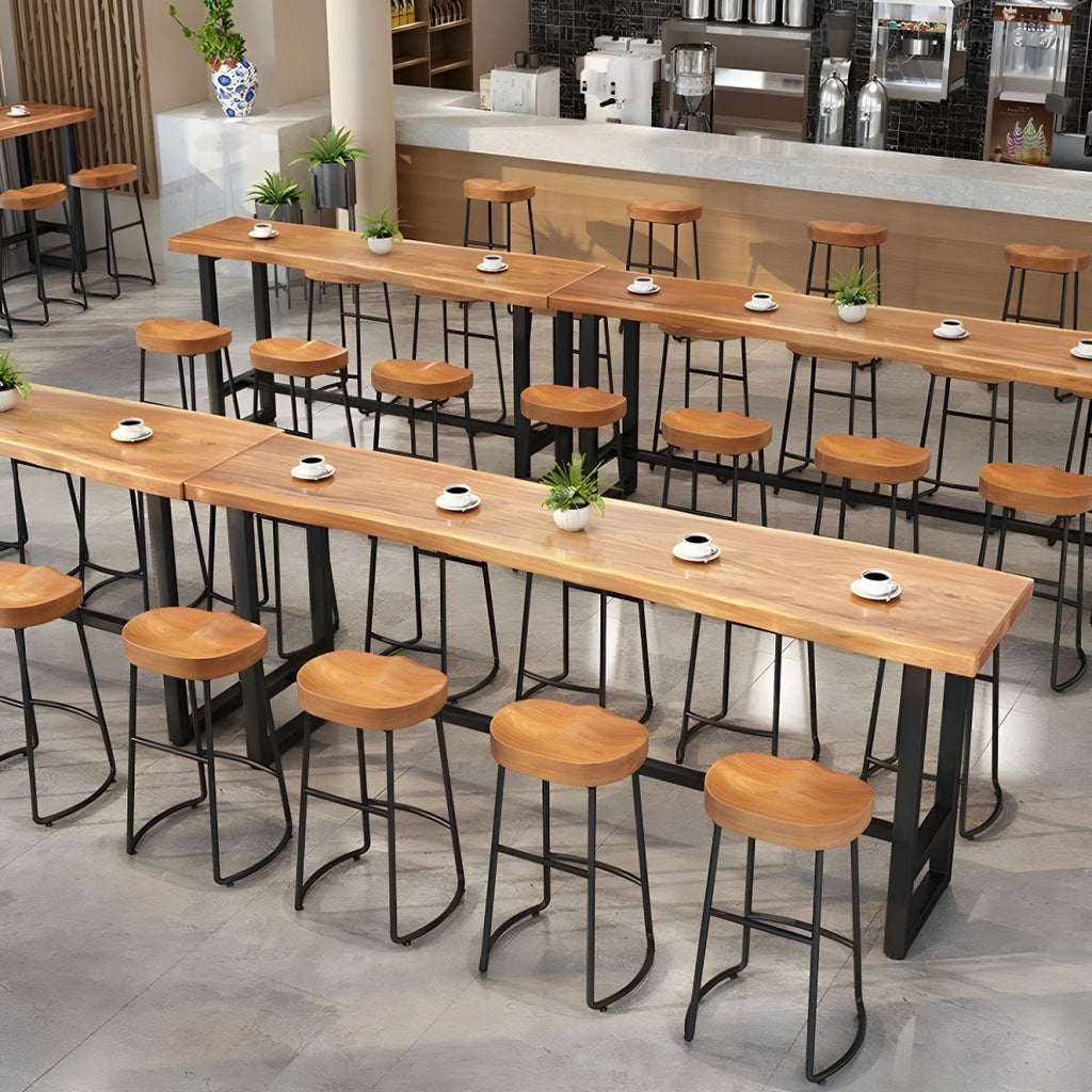 Modern 1/9 Pieces Bar Table Set Rectangle Pine Wood Counter Table with Stools for Cafe