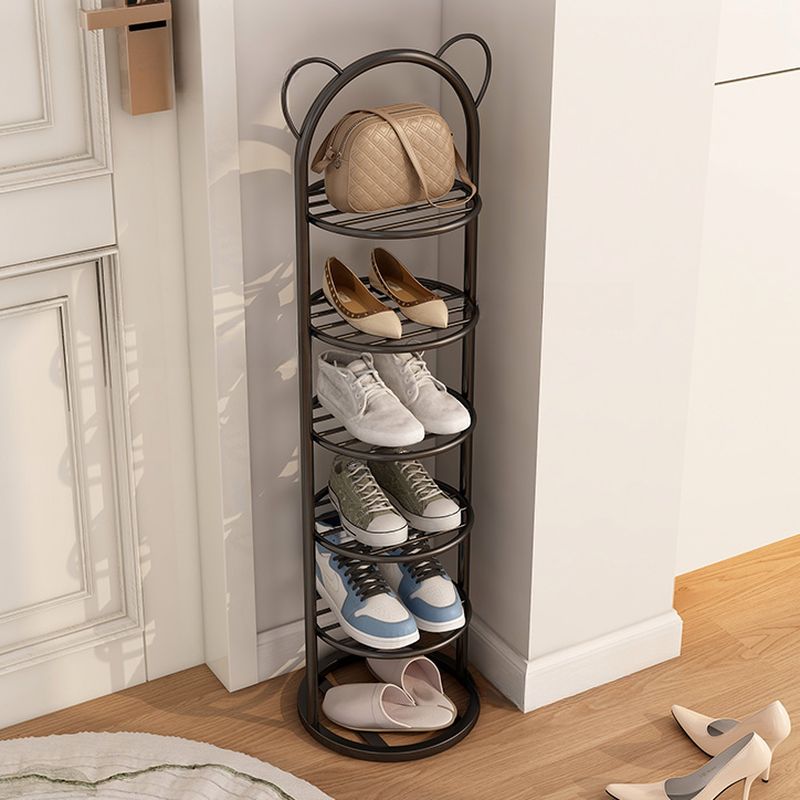 Art Deco Glam Steel Oval Shoe Rack with 8/7/6 Shelves for 11-20/1-10 Pairs in Drawing Room