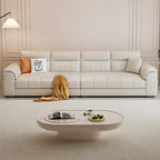 Modish Solid Color Stain Resistant Standard Sofa/Loveseat in Light Gray/White/Light Yellow for 6-Seater/5 Person/4-seater with 2 Pillows