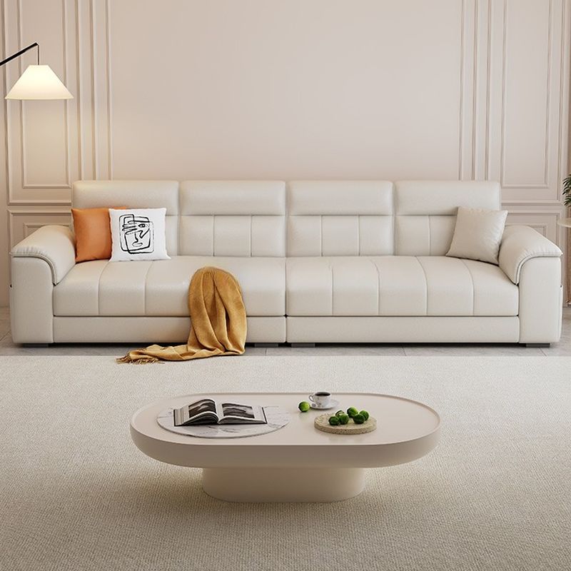 Modish Solid Color Stain Resistant Standard Sofa/Loveseat in Light Gray/White/Light Yellow for 6-Seater/5 Person/4-seater with 2 Pillows