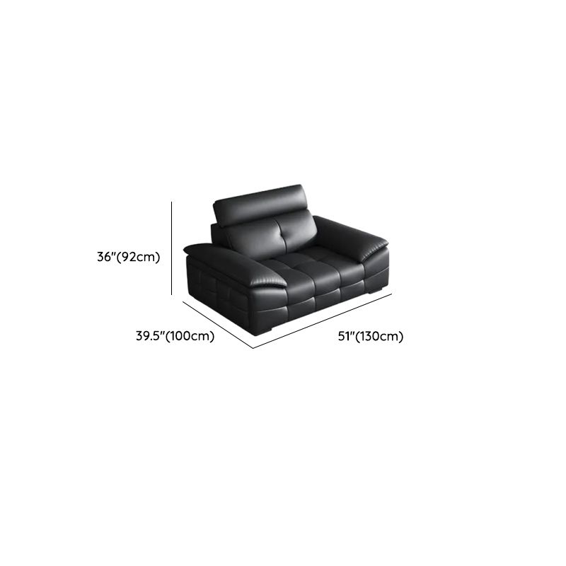 Modish Solid Color Water Resistant Standard Sofa/Loveseat in Black, 5 Person/for 6/4-Seater with 2 Pillows
