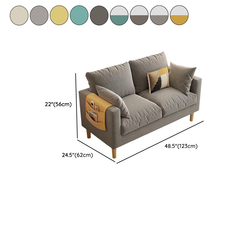 Linen Blend Loveseat in Dove Grey/Olive Green/Cream with Armrest