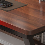 Metal Sledging Base Warp Resistant Auburn Rectangle Office Computer Desk, Shelves Included & Rounded Corners & Cable Management Included