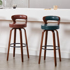 Casual Rawhide Bar Stools in Light Gray/Cream/Amber Color with Back, Turned Swivel, Round Top, and Leg Rest