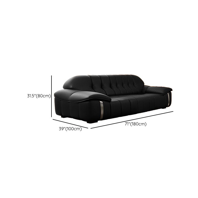 Modish Solid Color Tear Resistant Standard Sofa/Loveseat in Black with Pillow Top Arm for 4-seater/3-seater/6-Seater