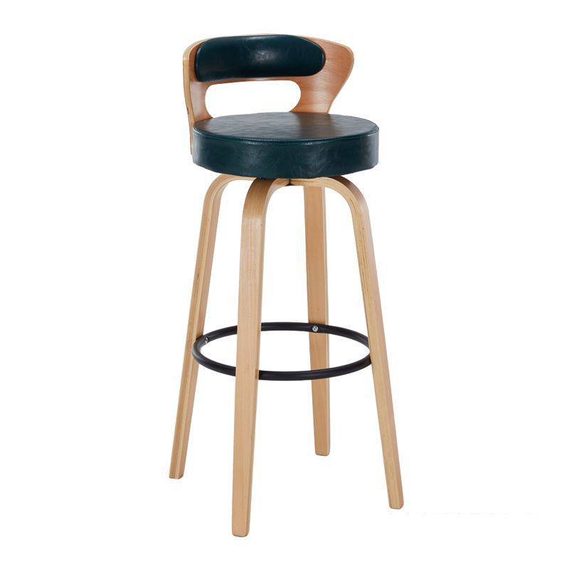 Casual Rawhide Bar Stools in Light Gray/Cream/Amber Color with Back, Turned Swivel, Round Top, and Leg Rest