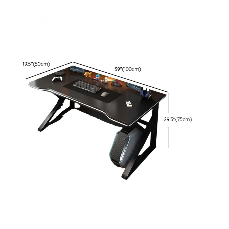 Minimalist Novelty Gaming Computer Desk in Midnight Black with Sled Base and Independent Structure Featuring Wire Management and Engineered Wood Top