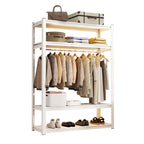 Chalk Contemporary Coat Rack with Receptacle, Steel Frame, and Shoe Storage