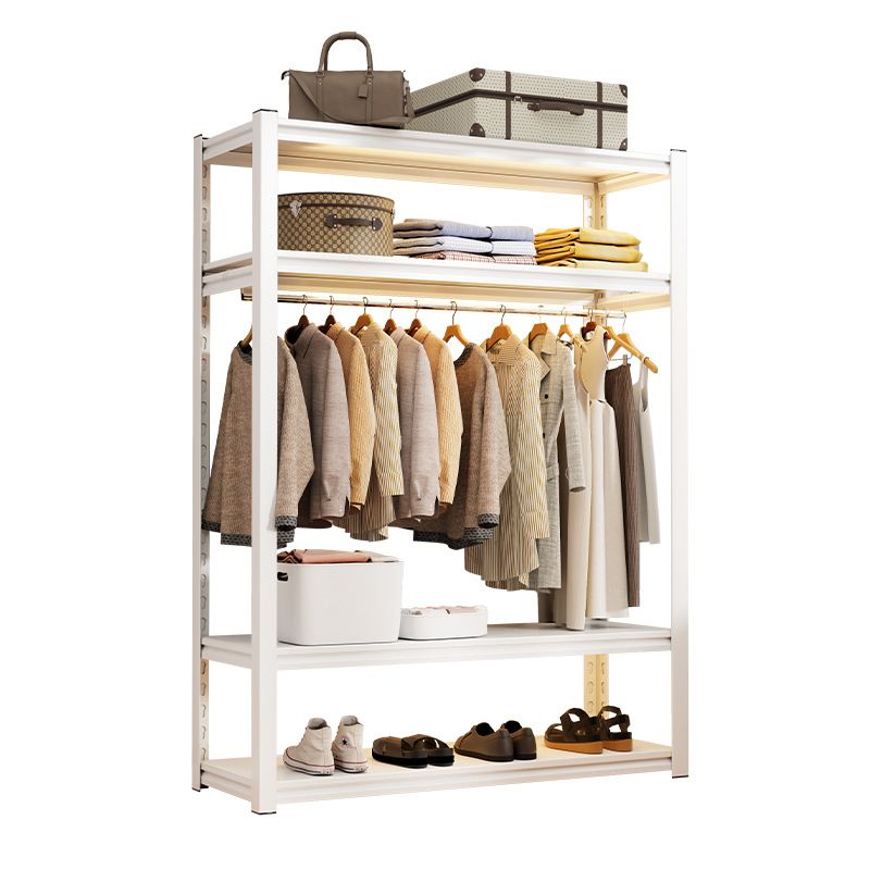 Chalk Contemporary Coat Rack with Receptacle, Steel Frame, and Shoe Storage