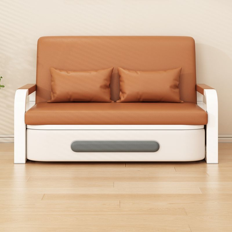 Scratch-immune Futon Day Bed with Pillow Back for 2 People, Receptacle Storage, Square Arm, Pillow, and Full Size Bed