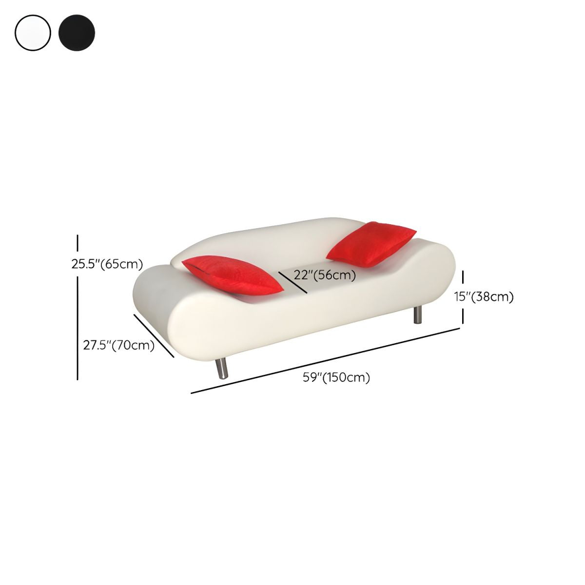 Armless Sofa 25.59" High Contemporary for Apartment Wooden Frame