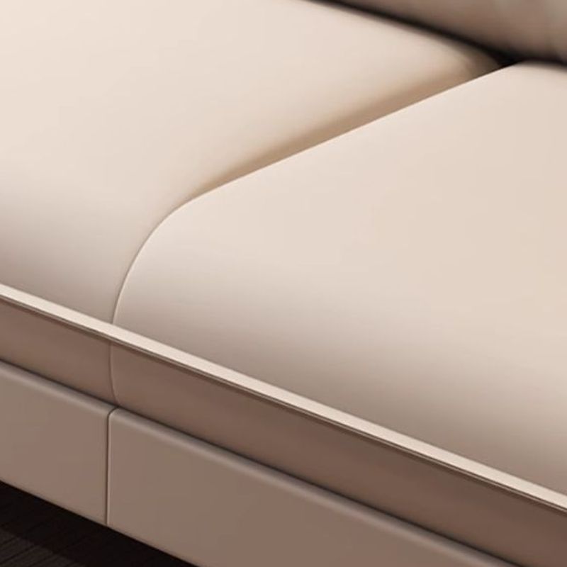 Synthetic Leather Standard Sofa in Dark Gray/Cream/Amber Color with Armrest