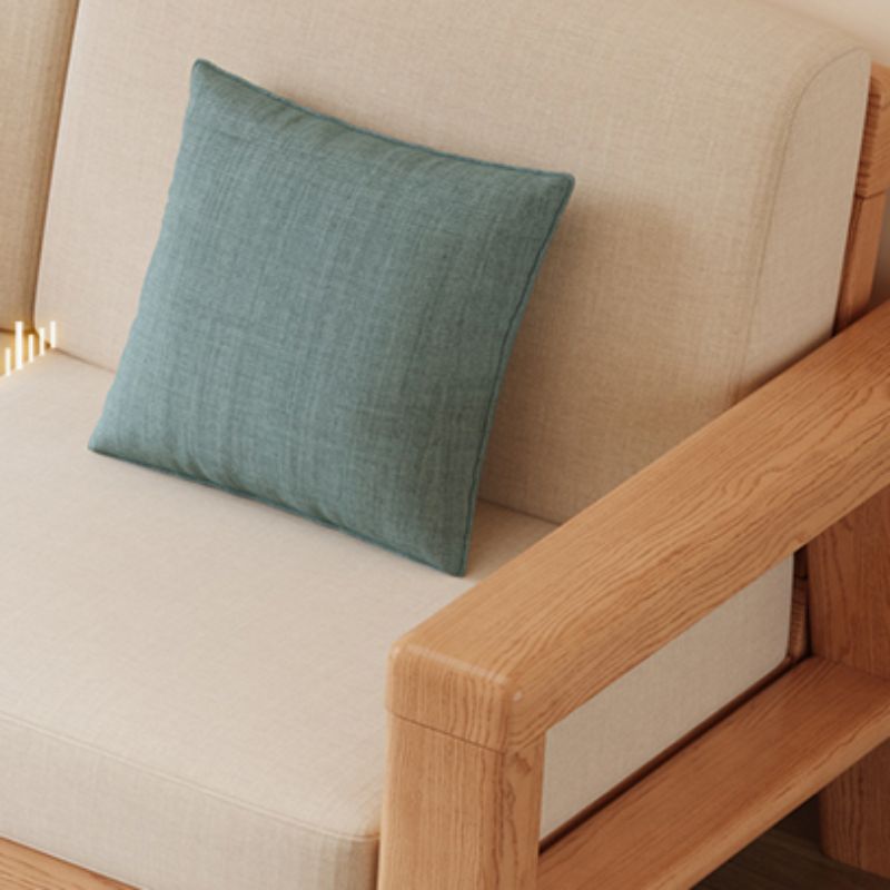 Modish Solid Color Stain Resistant Standard Sofa in Light Gray/Off-White with Seating for 5/4/3 and 3/4 Pillows