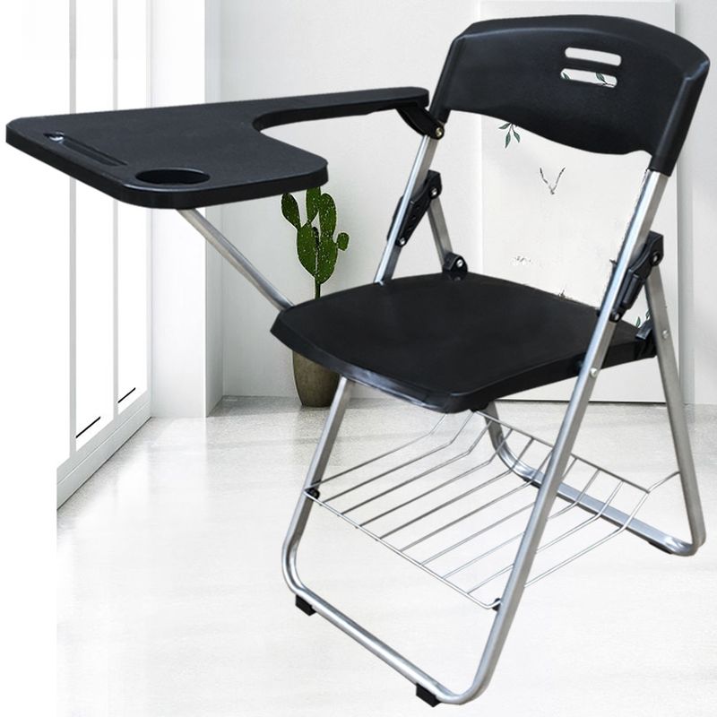 Metal Framed Foldable Solid Color Multipurpose Chair with Open Back for Tile Flooring, 1 Chair
