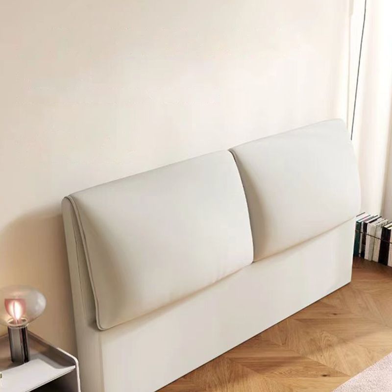 Trendy Panel Headboard in Natural Wood with No Distressing, Rectangle Shape for King/Queen/Full Bed, Cotton Upholstery, Standard Height