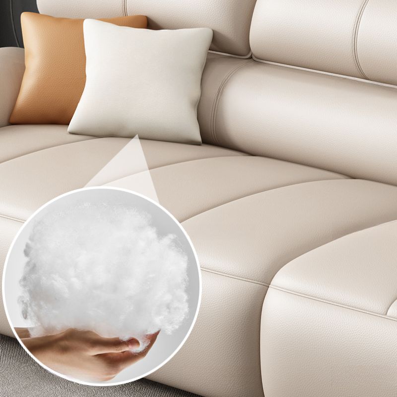 Contemporary Modern Solid Color Water Resistant Standard Sofa in Ink/Light Gray/Off-White, 4-Seater with 3 Pillows