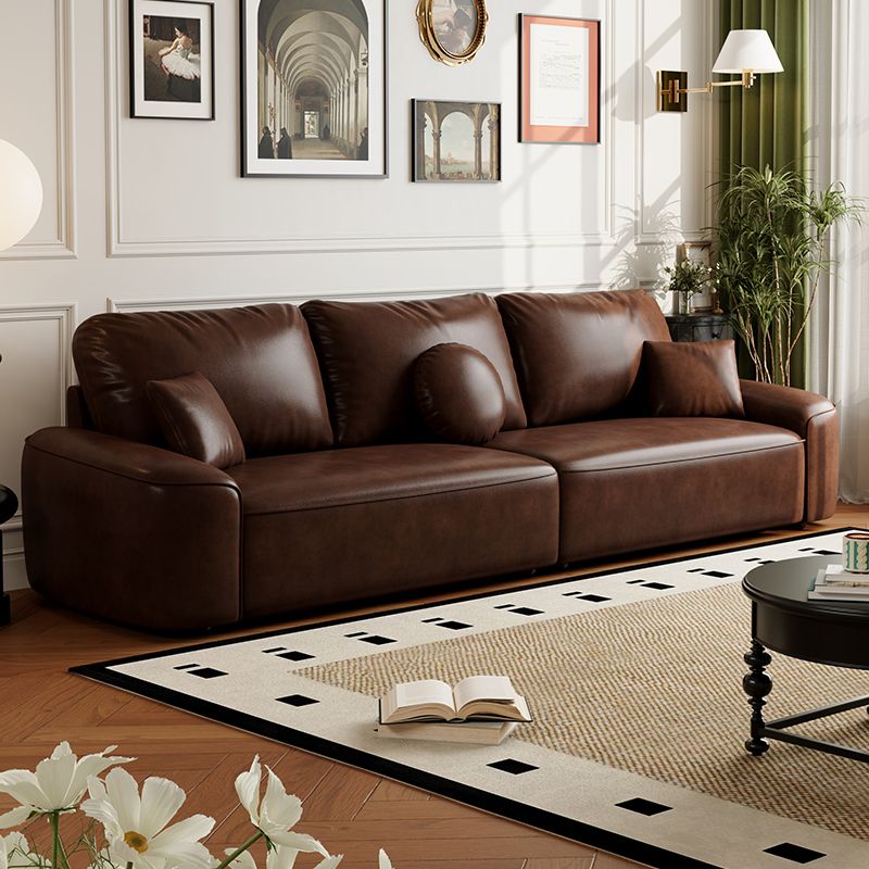 Modish Solid Color Stain Resistant Standard Sofa in Black/Sage/Auburn, Available as 3-seater/4-seater with 3 Pillows