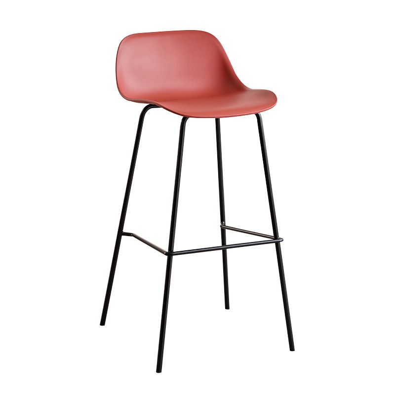 Casual Polymer Bar Stools in Gray/Carmine/Lemon Color with Back Pail Seat and Leg Rest